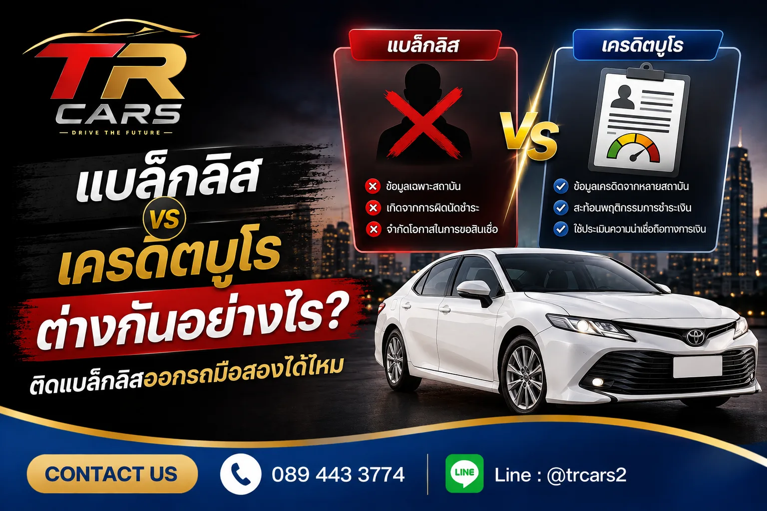 แบล็กลิส vs เครดิตบูโร ต่างกันอย่างไร ติดแบล็กลิสออกรถมือสองได้ไหม