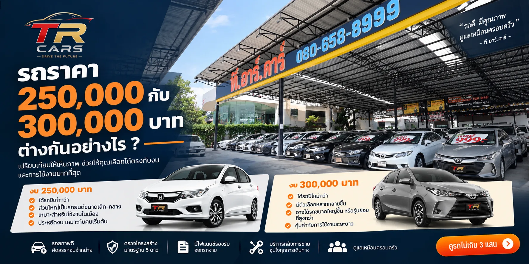รถราคา 250,000 กับ 300,000 บาท ต่างกันอย่างไร